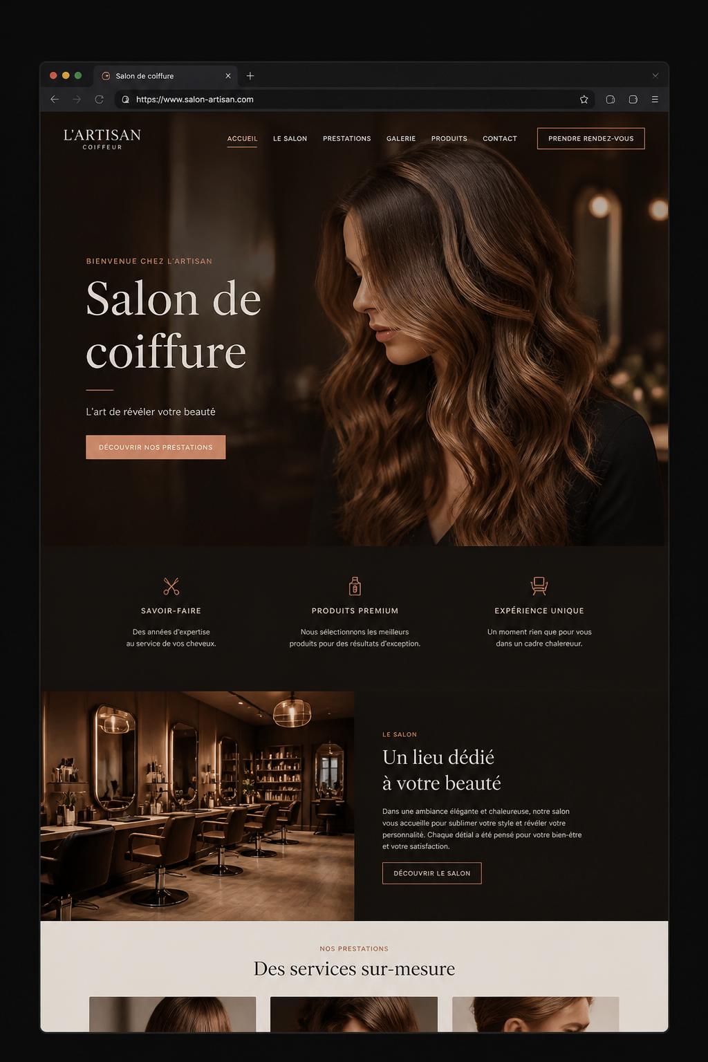 Site web Salon de coiffure